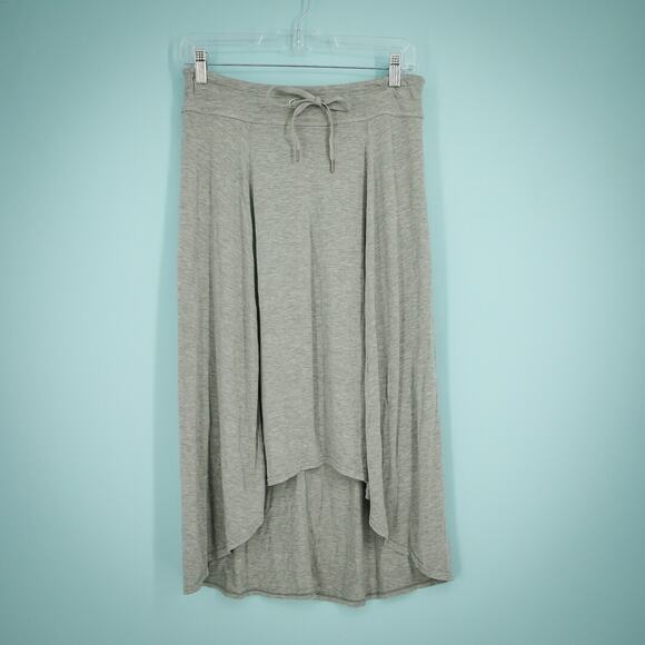 Athleta Size Small S Gray Pura Vida Midi Pull On Drawstring High Low Knit Skirt - Picture 1 of 6
